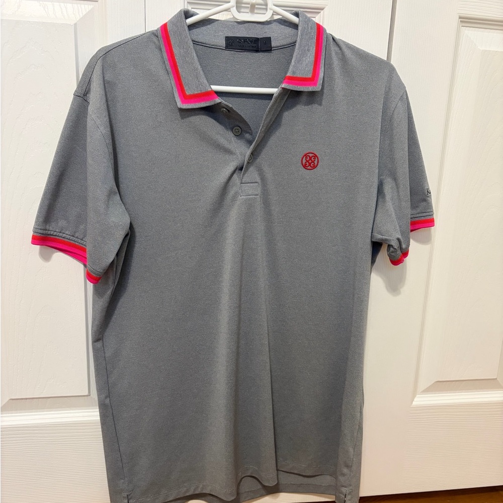 G/Fore Gray Polo Shirt with Pink Accents